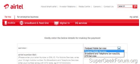 Pay Airtel Bill Online by debit card or using credit card